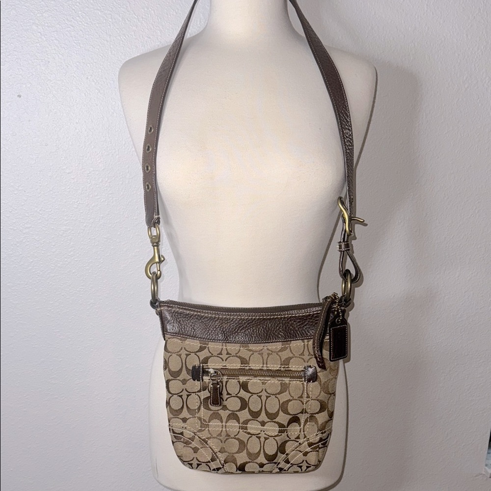 Coach Leather Monogram Brown Crossbody Bag